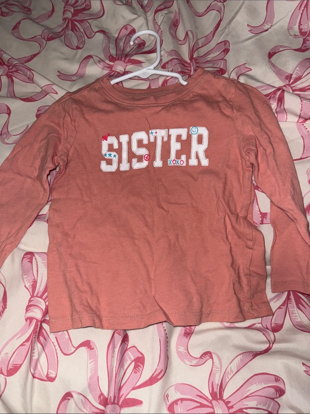 Old Navy Coral Long-Sleeve 'SISTER' Graphic Tee
